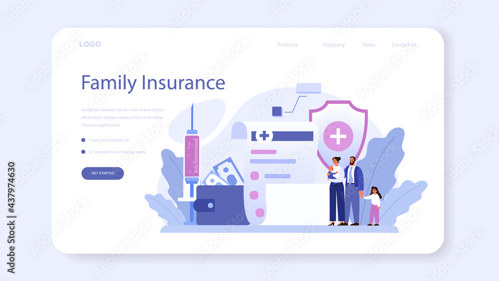 Health insurance web banner or landing page. Idea of security Health insurance web banner or landing page. Idea of security