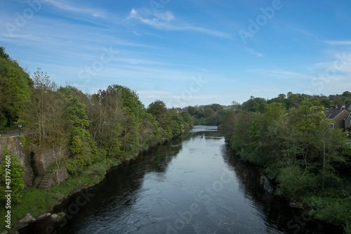 The River Tees in Barnard Castle in County Durham  UK
