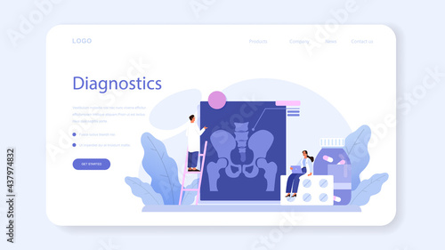 Orthopedics doctor web banner or landing page. Idea of joint