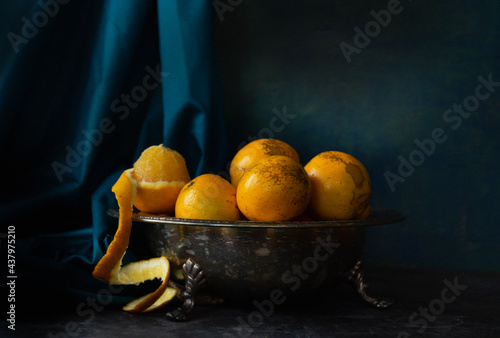 Wild lemon with turquoise background  photo