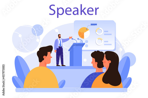 Professional speaker concept. Rhetoric or elocution specialist