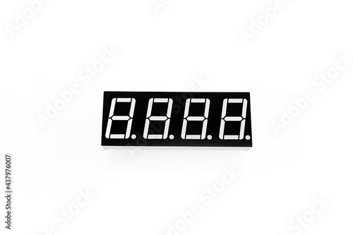 Single Digital LED indicator, top view. White background