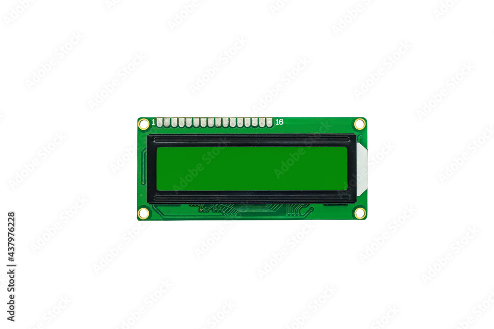 Single liquid crystal display or LCD on white background. View from above Single liquid crystal display or LCD on white background. View from above