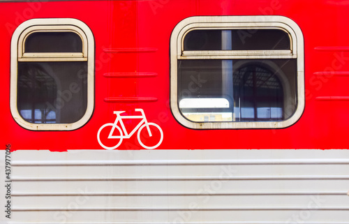 Bicycle compartment wagon marked from regional train in Lithuania