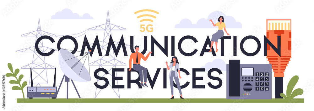Obraz premium Communication services typographic header. Internet sector of the economy