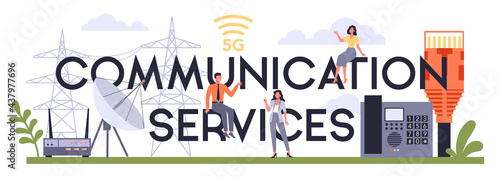 Communication services typographic header. Internet sector of the economy