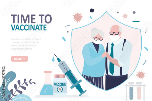 Older people protected from viruses and diseases. Grandparent vaccinated against covid-19
