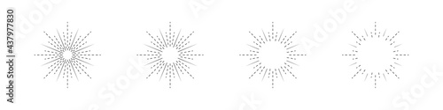 Sunburst rays lines style circle style burst sun rays radial trendy linear vector illustration.
