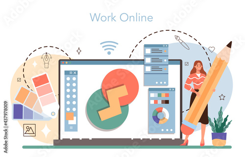Designer online service or platform. Advert designer or graphic illustrator