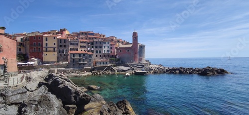 Bild auf Leinwand view of the old town, Borgo Tellaro, Travel in Liguria