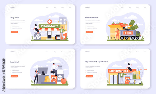 Food and staples retailing industry sector of the economy web banner