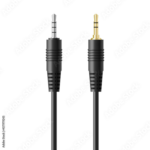 Realistic cable for earphones, headphones, microphone or audio speaker connection
