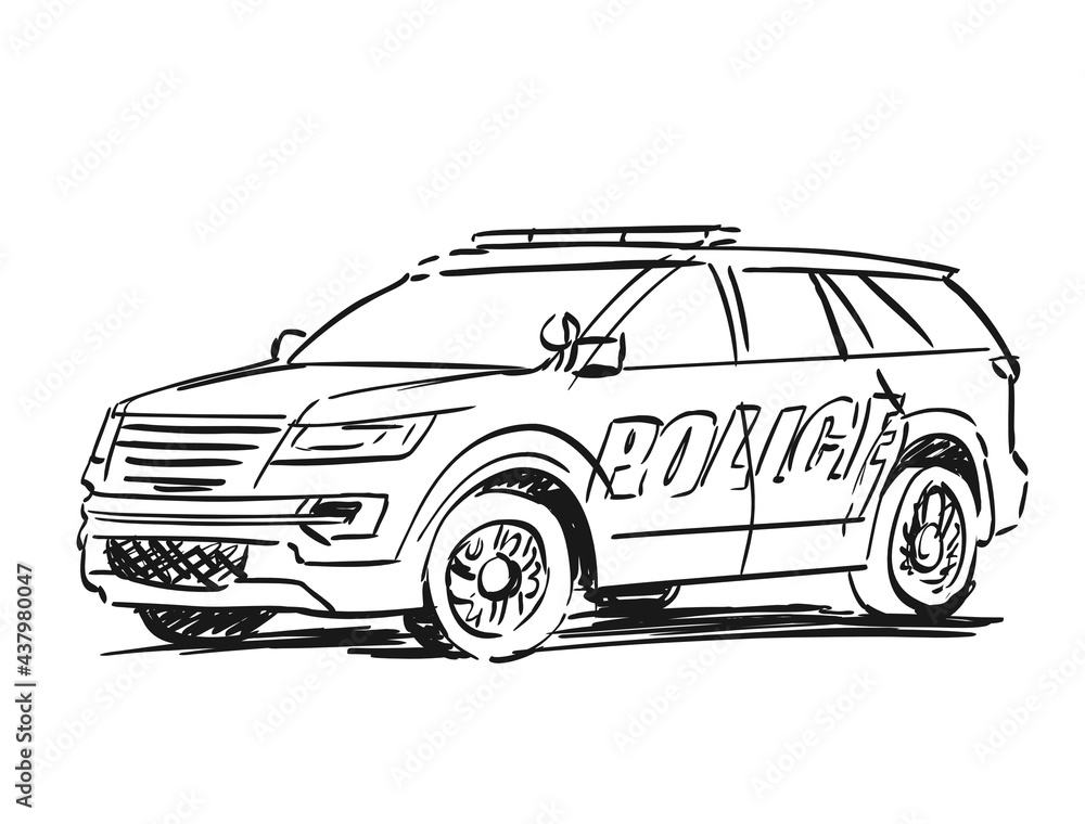 Police Car Illustration Drawing Storyboard