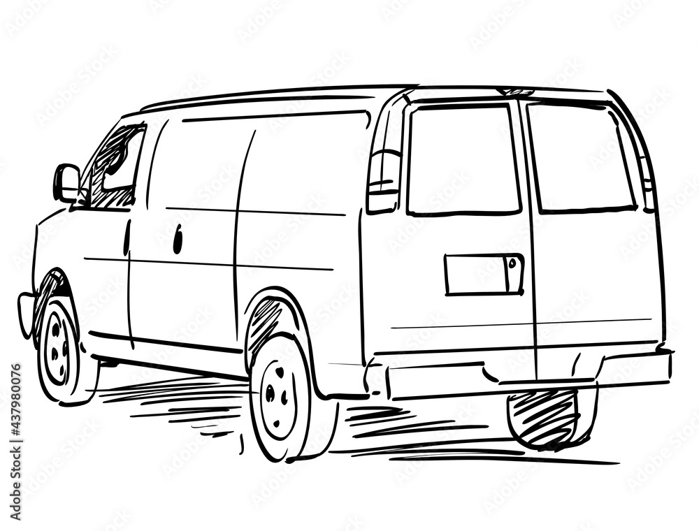 Van back illustration drawing storyboard