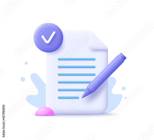 Copywriting, writing icon. Creative writing and storytelling, education concept. Writing education concept. 3d vector illustration.