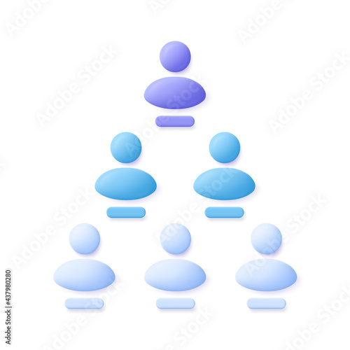 Pyramid scheme or referral system icon. 3d vector illustration.