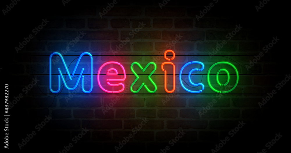 Mexico city symbol neon light 3d illustration Mexico city symbol neon light 3d illustration
