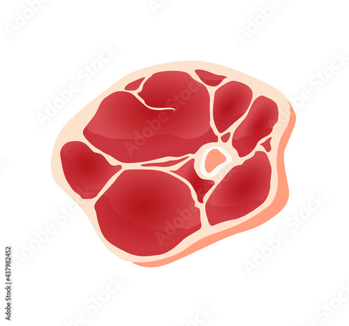 Meat product or raw meat. Illustration for concept product of farmers market or shop. Steak. Cartoon product icon