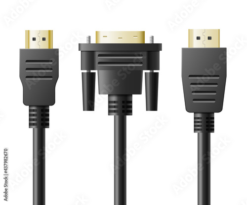 USB wire cable, phone chargers. Electric device of charging technology set of computer connector