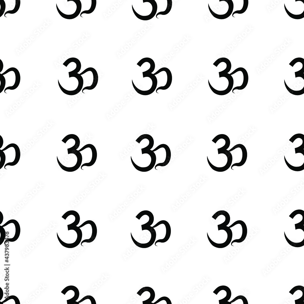 Seamless pattern with spiritual yoga symbol of OM (AUM) on white background. For textile, wrapping, cover. Vector illustration. Seamless pattern with spiritual yoga symbol of OM (AUM) on white background. For textile, wrapping, cover. Vector illustration.
