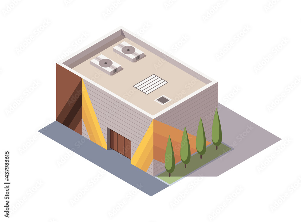 Isometric supermarket or grocery store building. Vector isometric icon or infographic element representing mall building. 3D shop market for city infrastructure Isometric supermarket or grocery store building. Vector isometric icon or infographic element representing mall building. 3D shop market for city infrastructure
