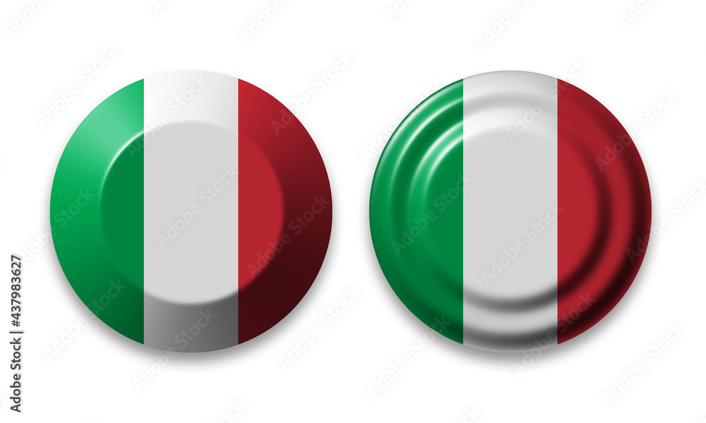 Italy flag round 3D web button set isolated on white background, ui click icons for website or video app, different styles Italy flag round 3D web button set isolated on white background, ui click icons for website or video app, different styles