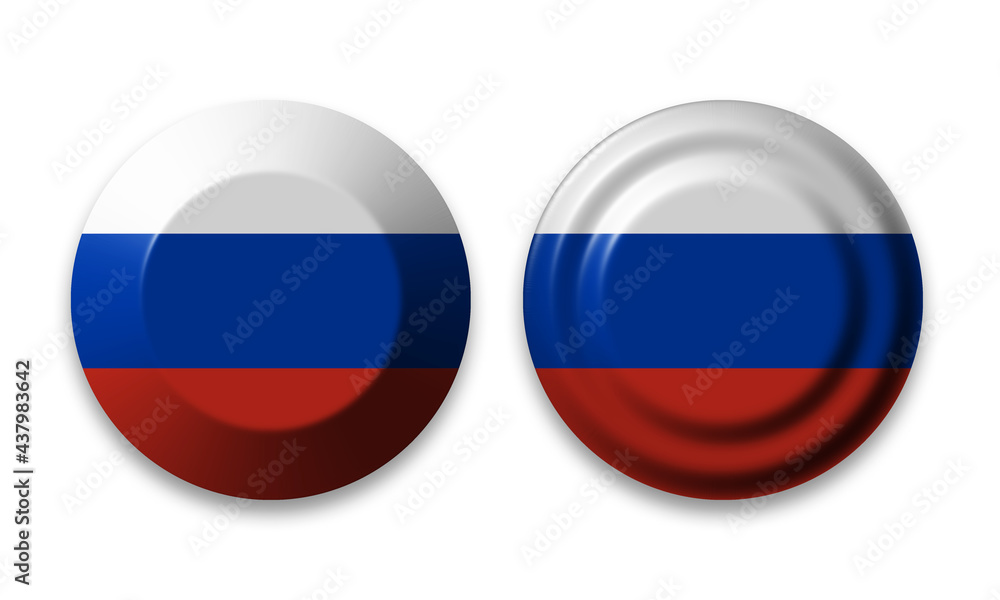 Russia flag round 3D web button set isolated on white background, ui click icons for website or video app, different styles Russia flag round 3D web button set isolated on white background, ui click icons for website or video app, different styles