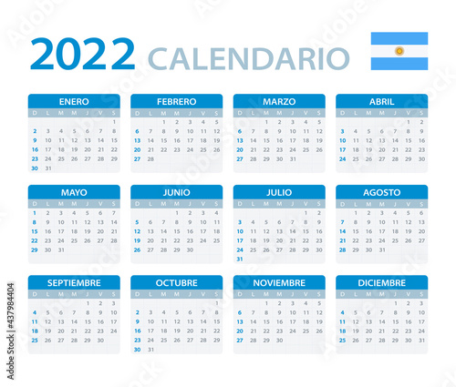 2022 Calendar - vector template graphic illustration - Argentinian version. 