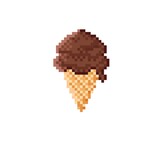 Ice cream pixel art. Vector picture. Ice cream cone icon. Chocolate Ice cream. Vector illustration. Ice cream cone pixel art.