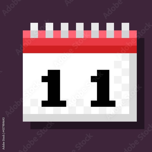 Calendar pixel art. Vector illustration.
