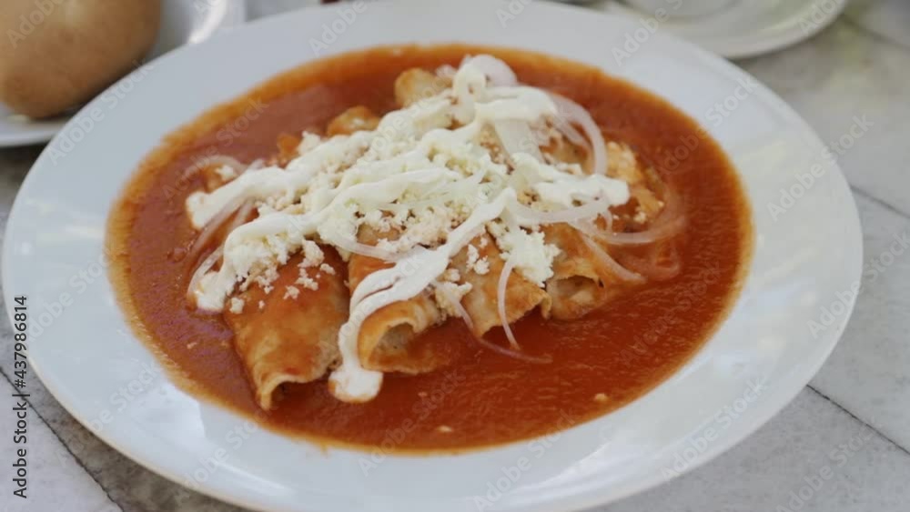 Entomatadas - traditional Oaxaca dishes. Mexican food Entomatadas - traditional Oaxaca dishes. Mexican food
