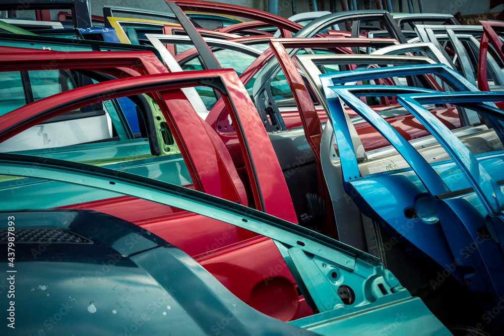 custom made wallpaper toronto digitaldifferent colored car doors at a car junkyard