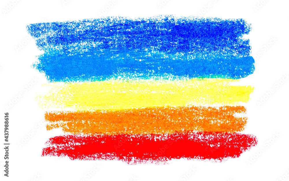 Obraz premium Oil pastel chalk painted strokes or smears from different colors isolated on white background
