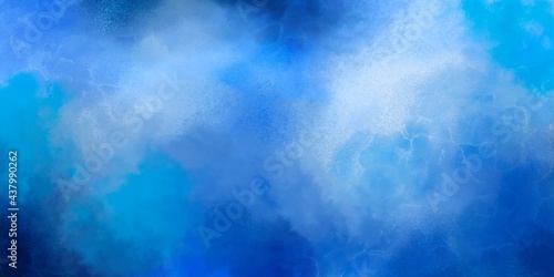 Abstract watercolor banner stain. Ocean, blue and sky blue pastel colors. Creative realistic background with place for text