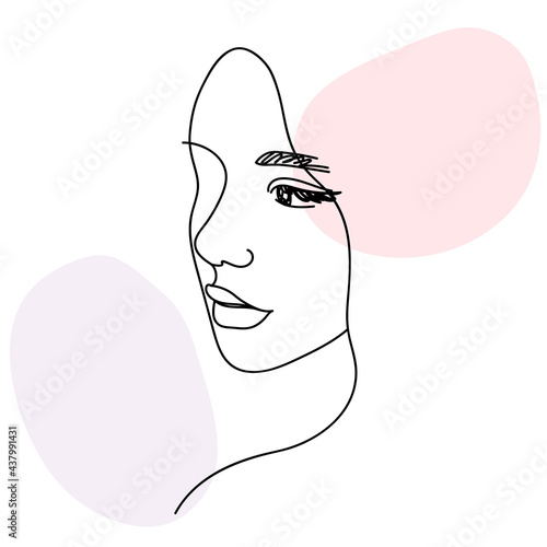 Woman face portrait in minimalist aesthetic style