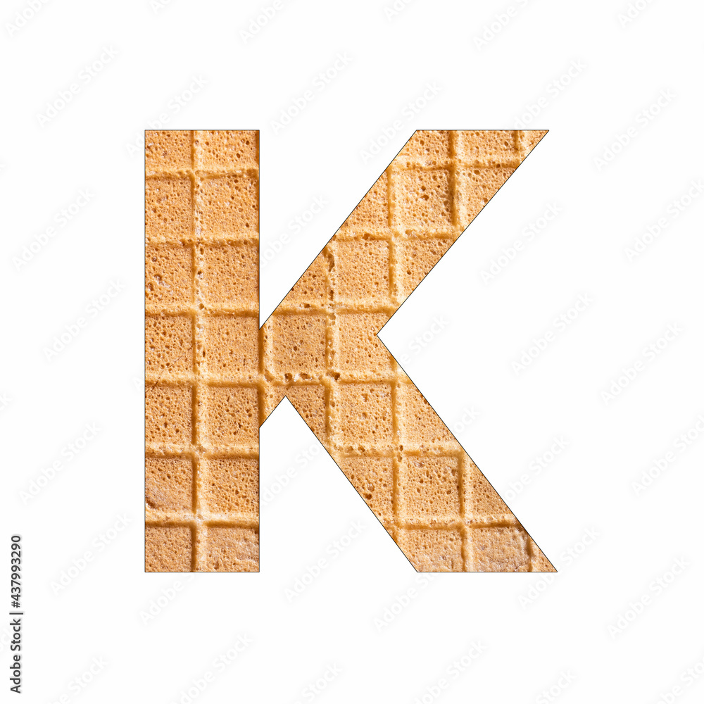 Uppercase Alphabet Letter K - Wafer close-up texture Uppercase Alphabet Letter K - Wafer close-up texture