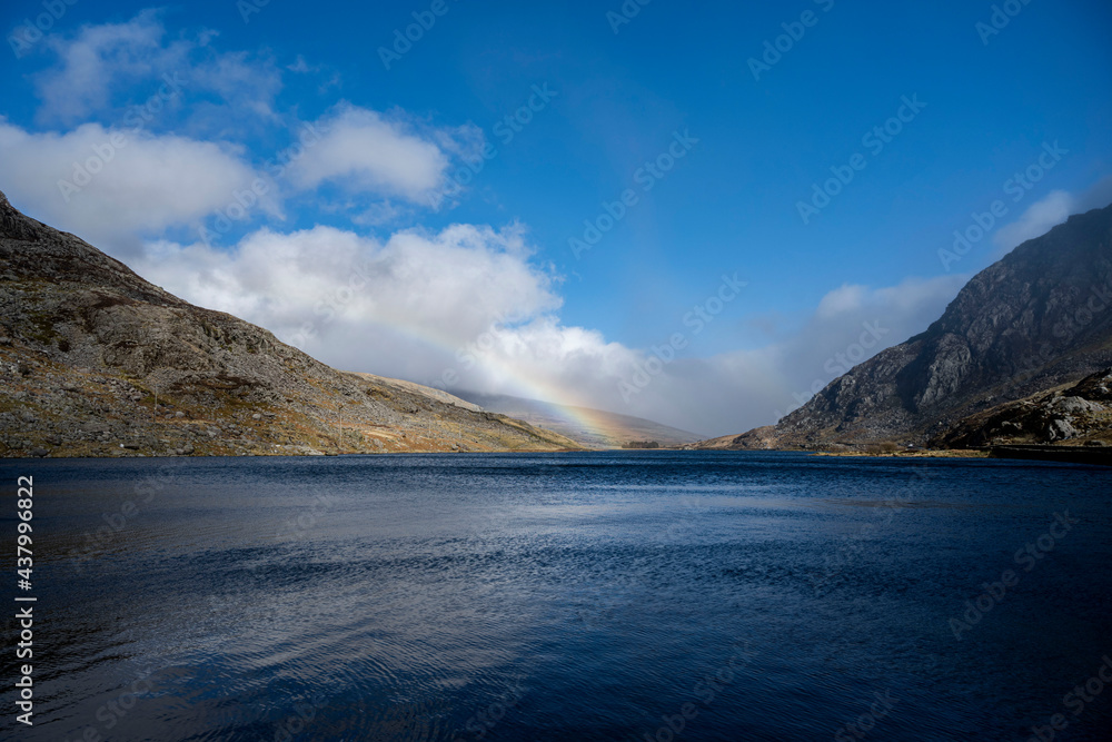 A rainbow over Llyn Idwal, Snowdonia National Park, Wales. Sometimes known as Devil's Kitchen.