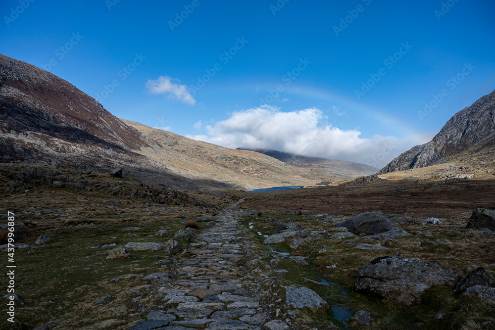 A rainbow over Llyn Idwal, Snowdonia National Park, Wales. Sometimes known as Devil's Kitchen. A rainbow over Llyn Idwal, Snowdonia National Park, Wales. Sometimes known as Devil's Kitchen.