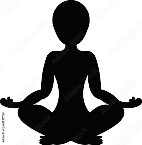 Vector illustration of the silhouette of the classical lotus position of yoga and meditation