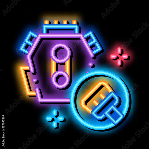 internal cleaning neon light sign vector. Glowing bright icon internal cleaning sign. transparent symbol illustration