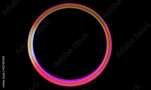 Colorful circle of lights on a black background