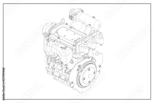 Fotografi 3d design of a combustion engine.