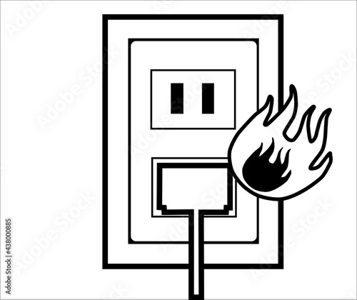 電源プラグから出火するイメージ「白」