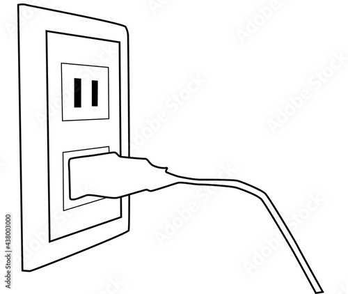 壁のコンセントに差し込む電源コード「白」