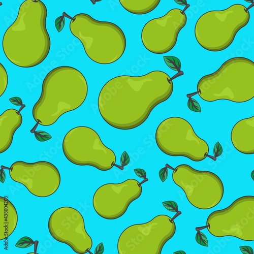 vector, seamless pear print on a blue background, print for clothes or print