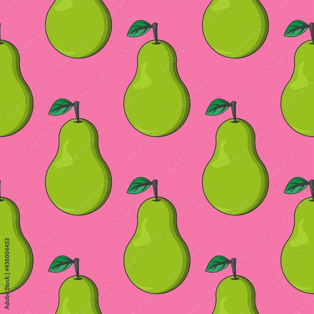 vector, seamless pear print on a pink background, print for clothes or print vector, seamless pear print on a pink background, print for clothes or print