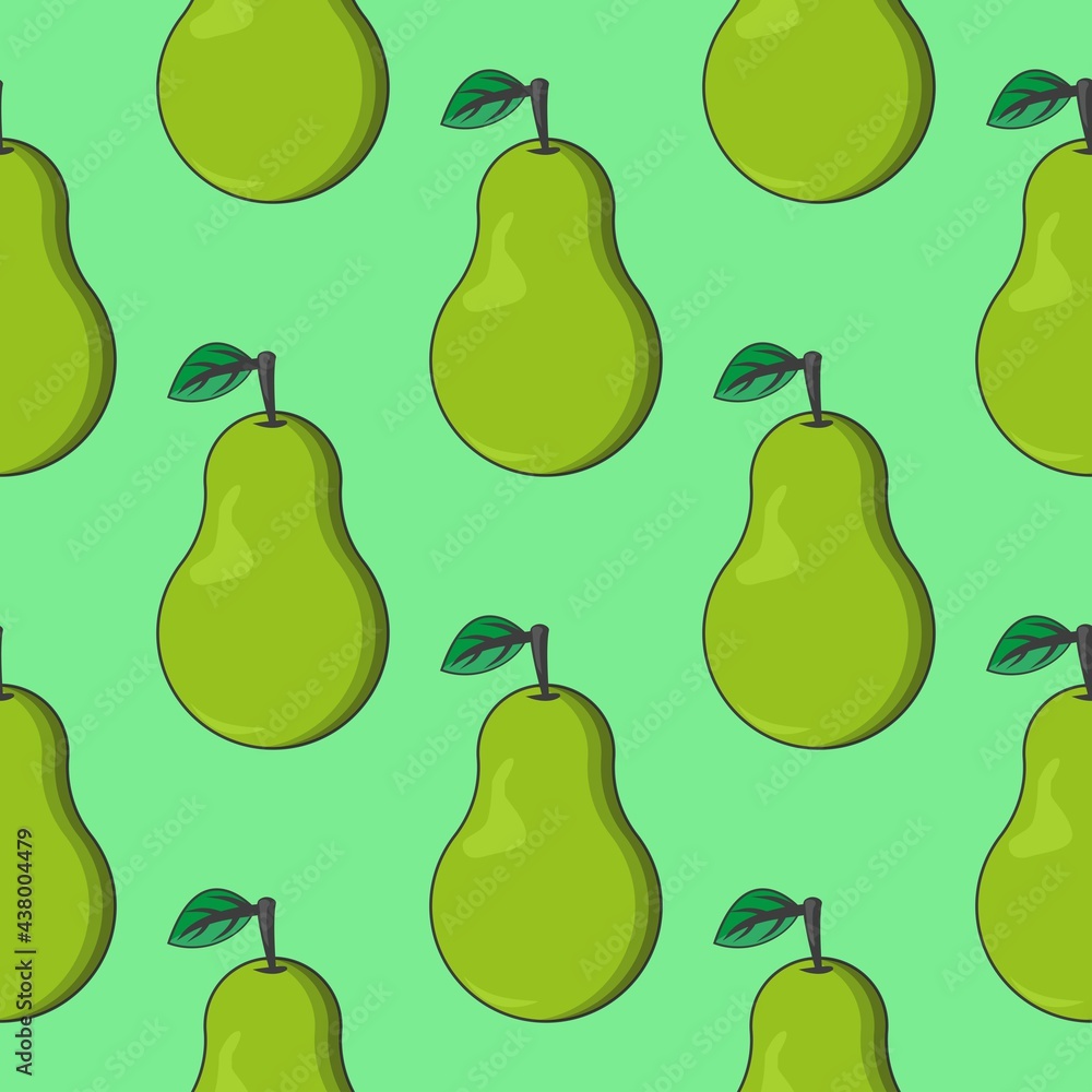 vector, seamless pear print on a green background, print for clothes or print vector, seamless pear print on a green background, print for clothes or print