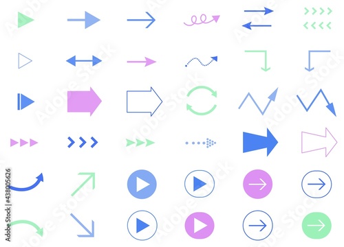 シンプルな矢印のセット(カラフル)