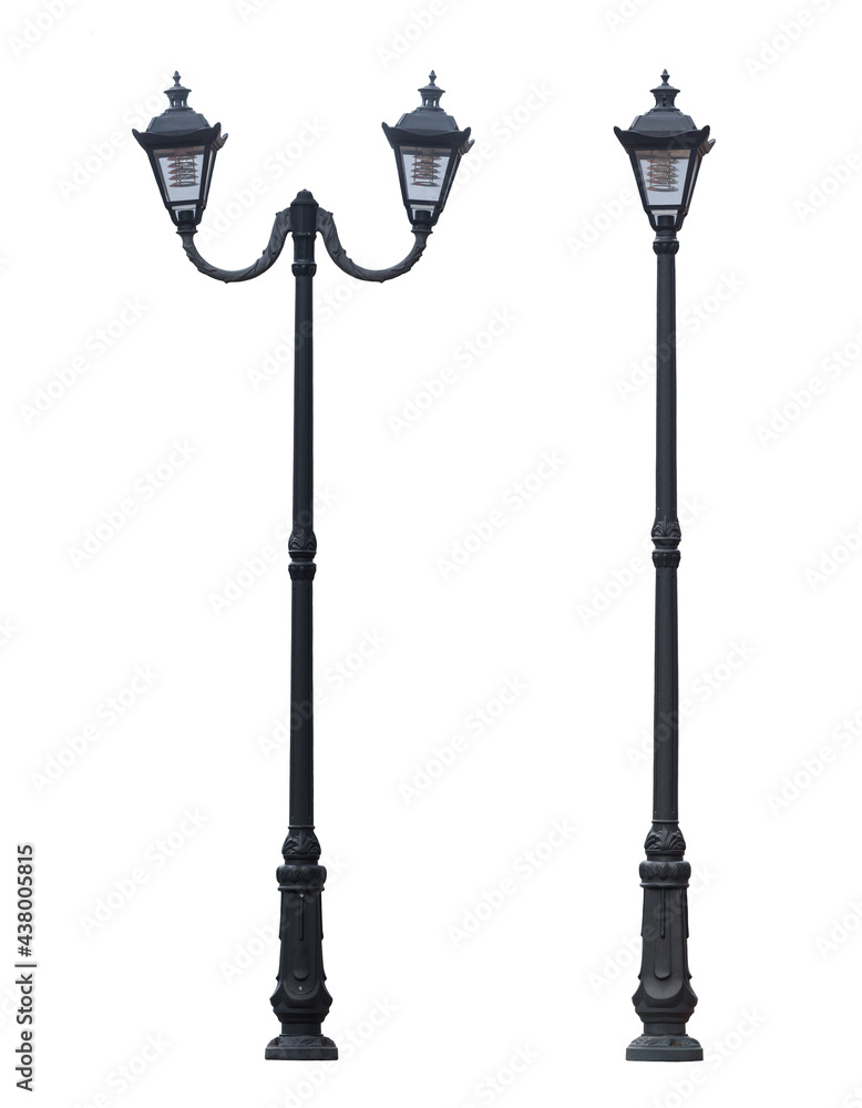 Two street lanterns isolated on white.