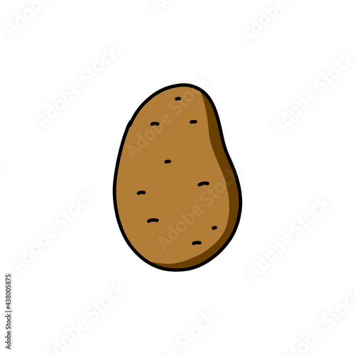 potato doodle icon, vector color line illustration